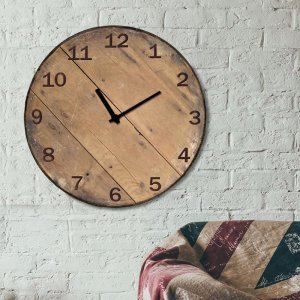 Industrial ξύλινο στρογγυλό ρολόι τοίχου Pallet 48cm-60cm