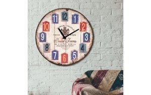 Vintage ξύλινο στρογγυλό ρολόι τοίχου numbers tags