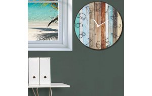 Industrial ξύλινο στρογγυλό ρολόι τοίχου beach deck