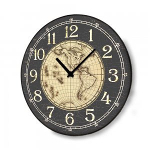 Industrial ξύλινο στρογγυλό ρολόι τοίχου World 48cm-60cm