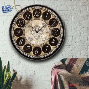 Vintage ρολόι τοίχου numbers ξύλινο χειροποίητο 32 εκ