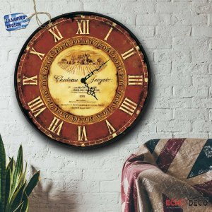 Vintage ρολόι τοίχου chateau ξύλινο χειροποίητο 48 εκ
