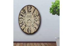 Vintage ρολόι τοίχου Antiquite οval ξύλινο χειροποίητο 32x48 εκ