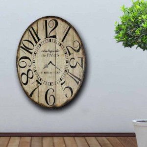 Vintage ρολόι τοίχου Antiquite οval ξύλινο χειροποίητο 32x48 εκ