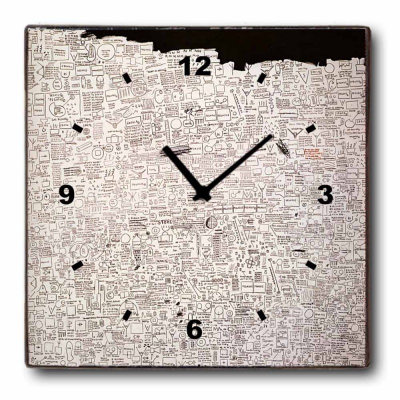 Notes ρολόι τοίχου ξύλινο χειροποίητο τετράγωνο 32x32 εκ