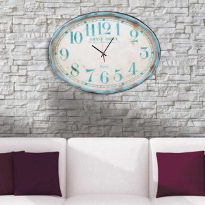 Retro Paris οβάλ ξύλινο χειροποίητο ρολόι Grand Hotel 64x48 εκ