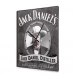 Retro black and white Jack Daniels ξύλινο χειροποίητο ρολόι τοίχου 48x64 εκ