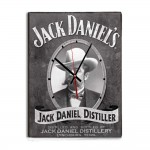 Retro black and white Jack Daniels ξύλινο χειροποίητο ρολόι τοίχου 48x64 εκ