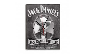 Retro black and white Jack Daniels ξύλινο χειροποίητο ρολόι τοίχου 48x64 εκ