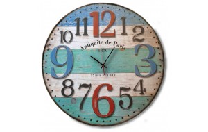 Retro ξύλινο ρολόι τοίχου χειροποίητο Antiquite de Paris 1870