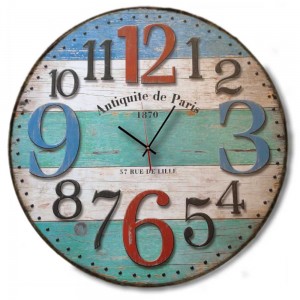 Retro ξύλινο ρολόι τοίχου χειροποίητο Antiquite de Paris 1870