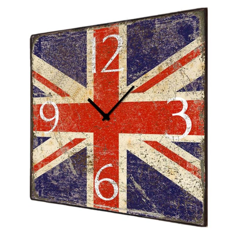 Industrial ξύλινο ρολόι τοίχου Union Jack