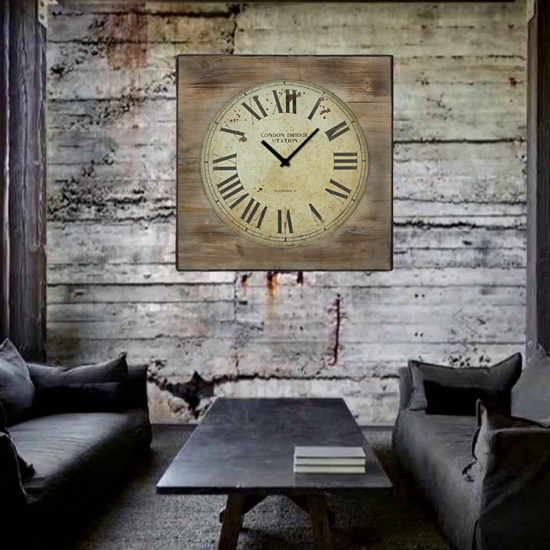 Rustic ξύλινο ρολόι τοίχου roman numbers