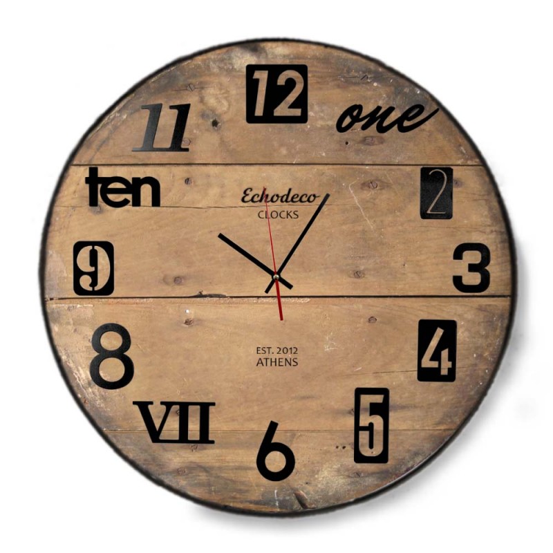 Vintage EchoDeco clocks ρολόι τοίχου ξύλινο χειροποίητο