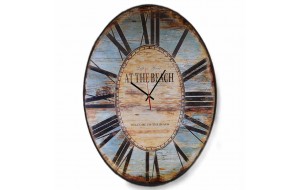 Vintage οβάλ χειροποίητο ξύλινο ρολόι  life is good 48x64 εκ
