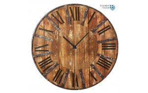 Vintage ρολόι τοίχου industrial wood 48 εκ