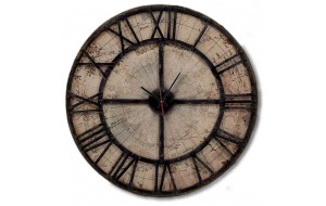 Vintage στρογγυλό ρολόι τοίχου χειροποίητο timeworn map