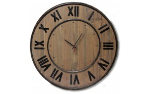 Vintage στρογγυλό ρολόι τοίχου χειροποίητο wood and metal