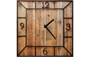 Vintage ξύλινο χειροποίητο τετράγωνο ρολόι τοίχου Woody