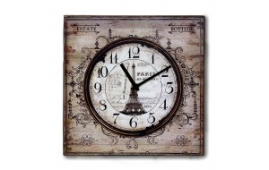 Vintage ξύλινο ρολόι τοίχου retro Paris
