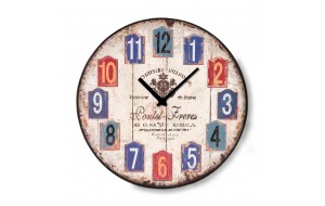 Vintage ξύλινο στρογγυλό ρολόι τοίχου numbers tags