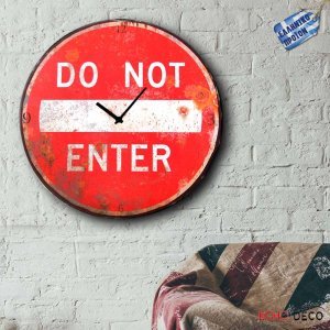Do Not Enter - Ρολόι τοίχου Ξύλινο Χειροποίητο Στρογγυλό 48cm