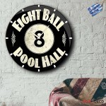 Pool hall ρολόι τοίχου ξύλινο χειροποίητο στρογγυλό 48 εκ