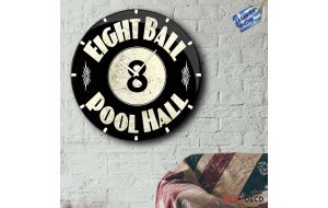 Pool Hall - Ρολόι τοίχου Ξύλινο Χειροποίητο Στρογγυλό 48cm F4813