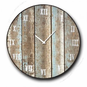 Deck ρολόι τοίχου ξύλινο χειροποίητο στρογγυλό 48 εκ