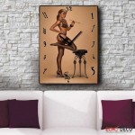 Pin up girl ρολόι τοίχου ξύλινο χειροποίητο 48x64 εκ