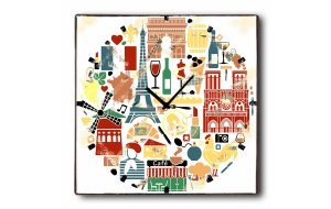 Europe ρολόι τοίχου ξύλινο χειροποίητο τετράγωνο 48x48 εκ