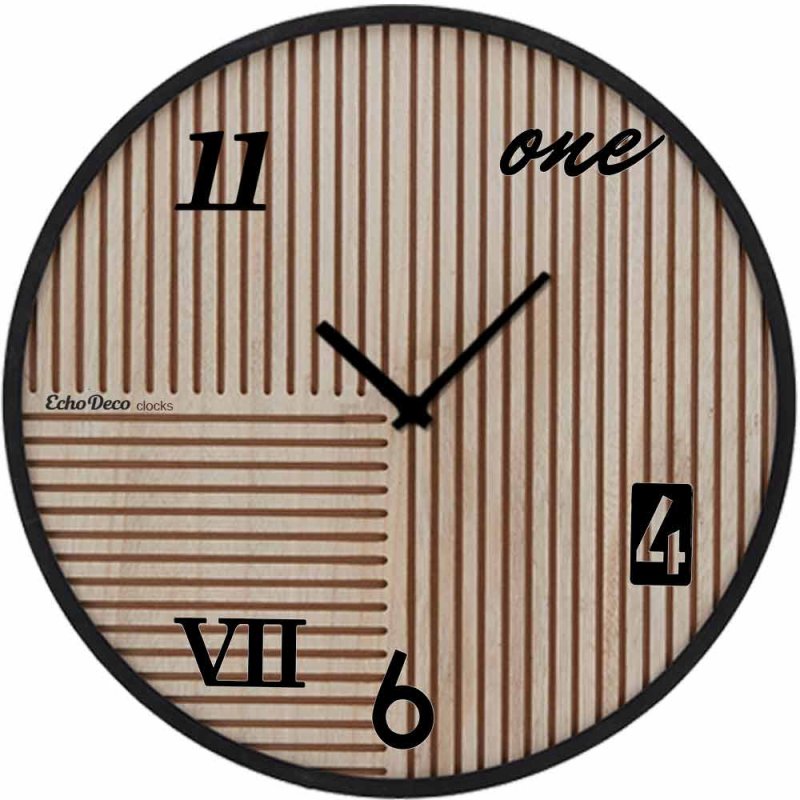 Retro στρογγυλό επιτοίχιο ρολόι wooden dial