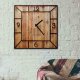 Vintage ξύλινο χειροποίητο τετράγωνο ρολόι τοίχου Woody