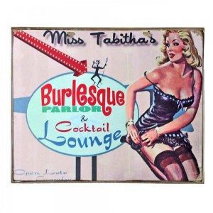 Burlesque vintage ξύλινο πινακάκι 30x20 εκ