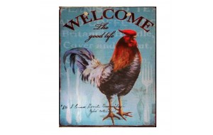 Χειροποίητο διακοσμητικό πινακάκι με κότα welcome 20x25 εκ