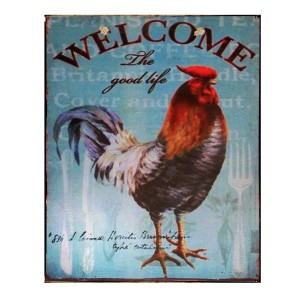 Χειροποίητο διακοσμητικό πινακάκι με κότα welcome 20x25 εκ