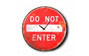 Do not enter ρολόι τοίχου ξύλινο χειροποίητο στρογγυλό 48 εκ