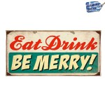 Eat drink be merry vintage ξύλινο πινακάκι 26x13 εκ