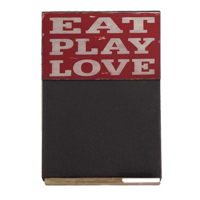 Eat play love ξύλινος χειροποίητος μαυροπίνακας 26x38 εκ