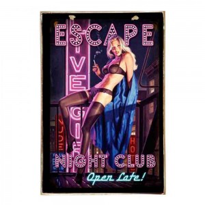 Escape night club vintage ξύλινο πινακάκι