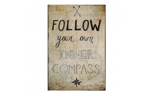 Follow your inner compass vintage ξύλινο πινακάκι