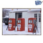 Gas pump vintage ξύλινο πινακάκι