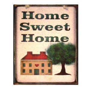 Home sweet home χειροποίητο πινακάκι με σπίτι και δέντρο 20x25 εκ