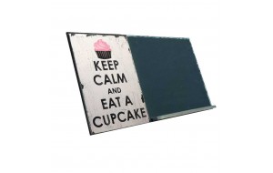 Keep calm and eat a cupcake ξύλινος χειροποίητος μαυροπίνακας 38x26 εκ