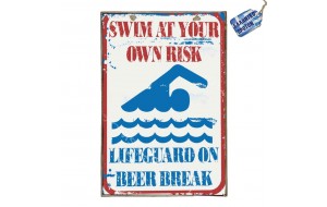 Lifeguard on beer break vintage ξύλινο πινακάκι 