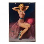 Pin up girl blonde vintage ξύλινο πινακάκι