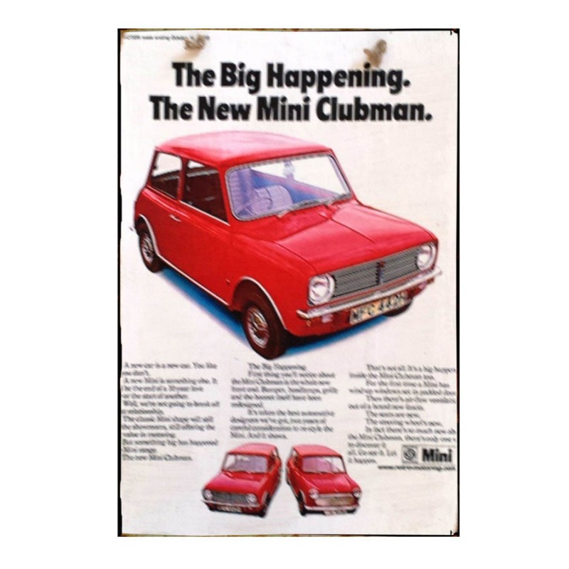 Πίνακας χειροποίητος διαφήμιση Mini Clubman 20x30 εκ