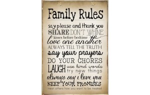 Πίνακας χειροποίητος family rules 20x30 εκ
