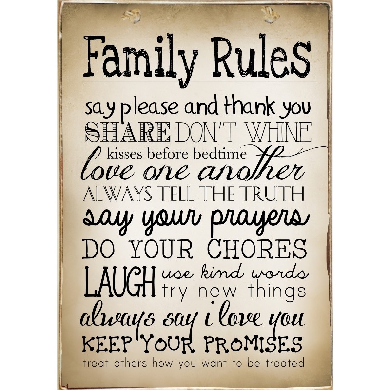 Πίνακας χειροποίητος family rules 20x30 εκ