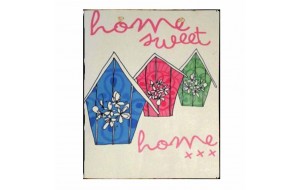 Πίνακας χειροποίητος home sweet home χρωματιστά σπιτάκια 20x25 εκ